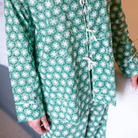 SITARA Green Blockprint Long Cotton Pyjamas