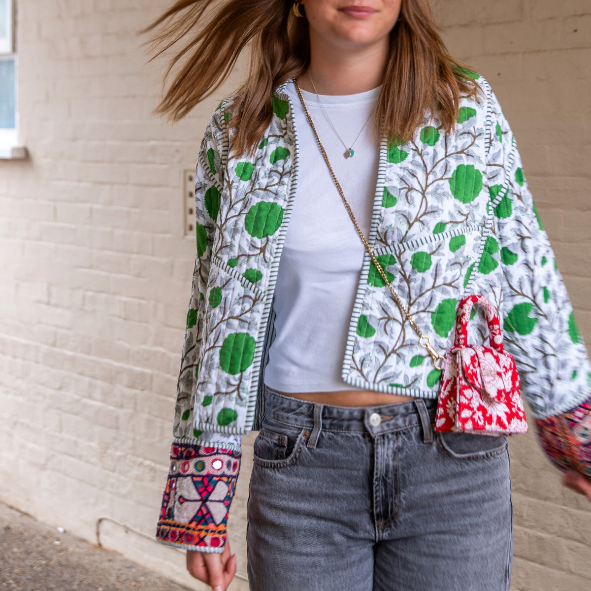 SOPHIE GREEN Patchwork Short Quilted Cotton Jacket