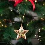 Christmas ornaments, Christmas baubles, papier mache baubles, Gold Christmas bauble, Kashmir papier mache, hand painted accessories, star baubles