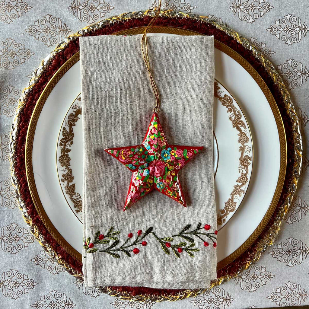 BAGH Red Star Papier Mâché Bauble