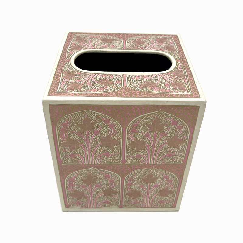 NISHAT BLUSH Hand Painted Square Tissue Box