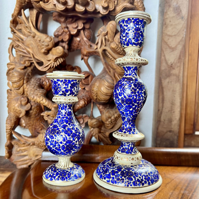 Candle Holders, papier mache, kashmir artefacts, kashmir decor, candle holders, candlesticks, christmas candle sticks