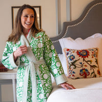 ZINAT GREEN Quilted Long Dressing Gown