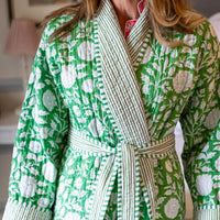 ZINAT GREEN Quilted Long Dressing Gown