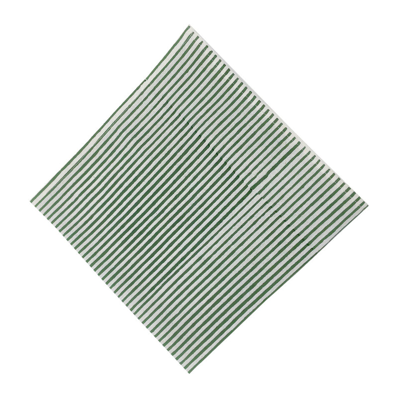 FOREST GREEN Striped Blockprint Napkins