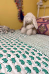 TEAL ELE Blockprint Reversible Baby Quilt