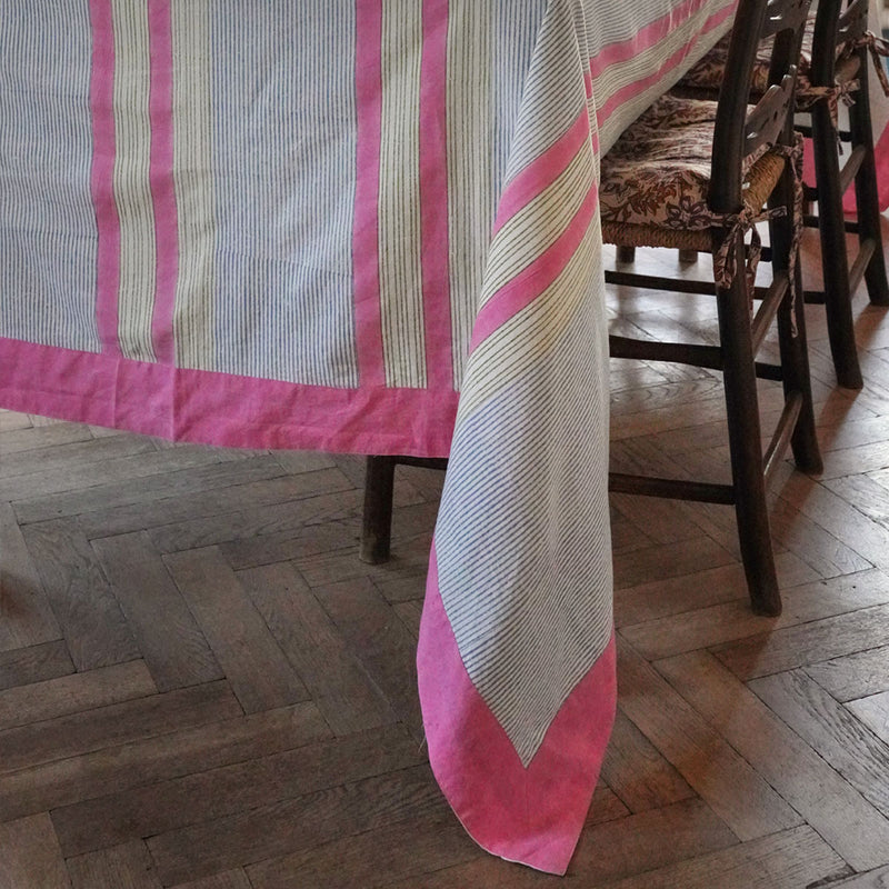 MANHATTAN Stripes Blockprint Tablecloth