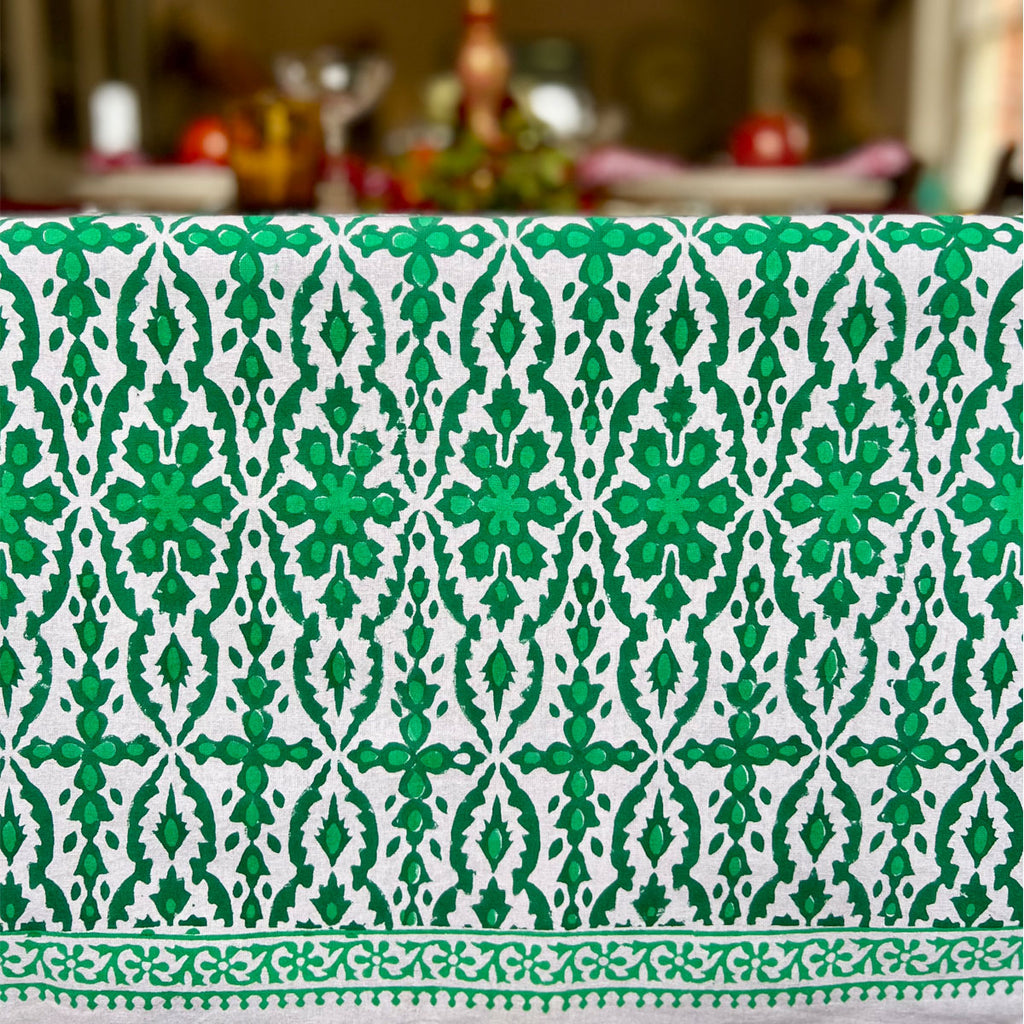 AFROZE Emerald Blockprint Tablecloth