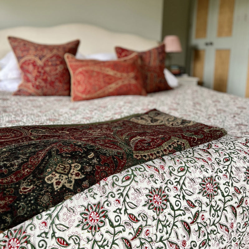 FLORA Reversible Kantha Bed Quilt