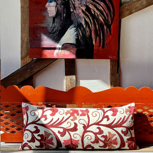 crewel cushion, embroidered cushions, luxe cushions, velvet cushions, shams,  velvet long cushion, crewel embroidery