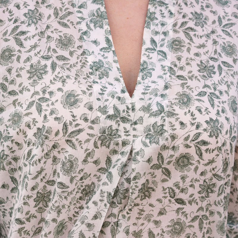 FLORA SAGE Blockprint Night Shirt