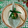 EMERALD Green Striped Blockprint Napkins