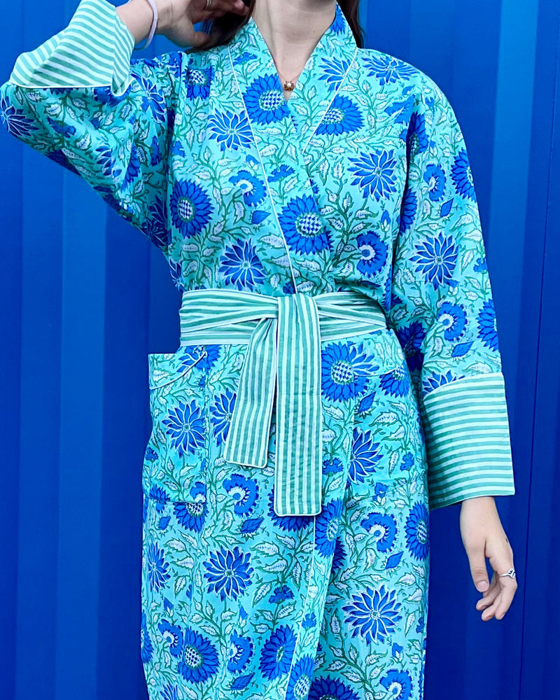 MADELAINE Blockprint Long Dressing Gown