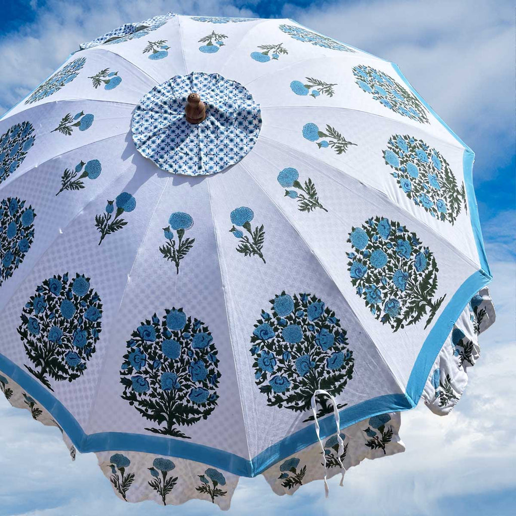 garden parasols, jaipur parasols, sun umbrellas, parasols, block print parasols, jaipur parasols