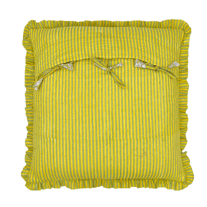 MANALI Quilted Ruffle Square Cushion