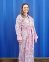 Luxury Quilted Long Robe Floral Print/ Hand Block Print Winter Kimono Dressing Gown,Warm Loungewear, quilted dressing gowns, winter dressing gowns, winter robes