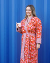 Luxury Quilted Long Robe Floral Print/ Hand Block Print Winter Kimono Dressing Gown,Warm Loungewear, quilted dressing gowns, winter dressing gowns, winter robes