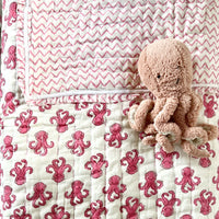 OCTO Pink Blockprint Reversible Junior Quilt