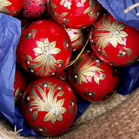 ARUZ Red & Gold Papier Mâché Bauble