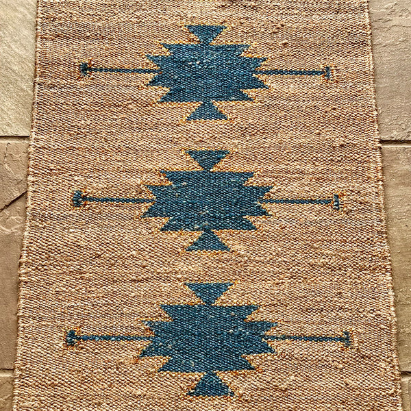TANTRA Lapis Gold Handmade Hemp Jute Floor Runner