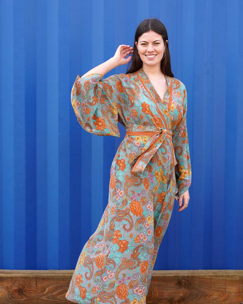 AMBER Long Silk Kimono