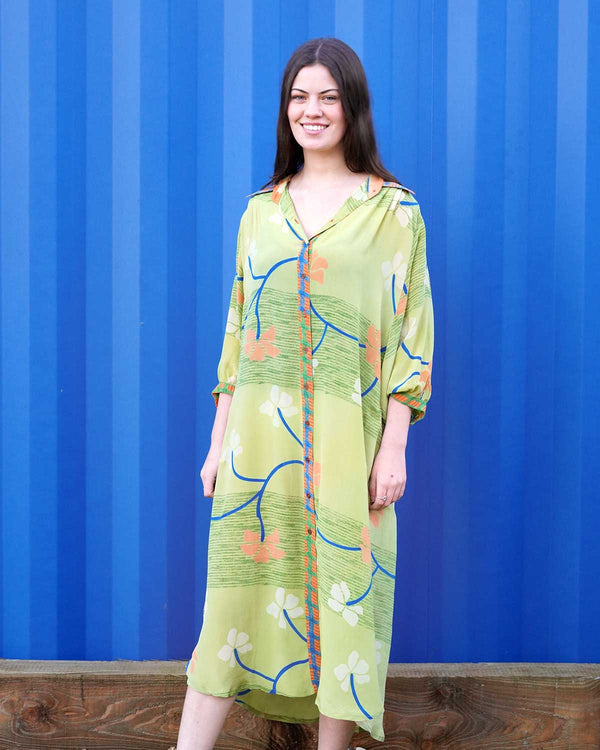 Silk dress, shirt dress, resort wear, loungewear, silk long shirt, silk shirt, printed tunic, tunic dress